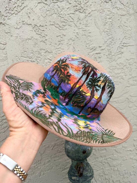 Jolie Tete Hand Painted Wool Western Fedora Hat main image 4